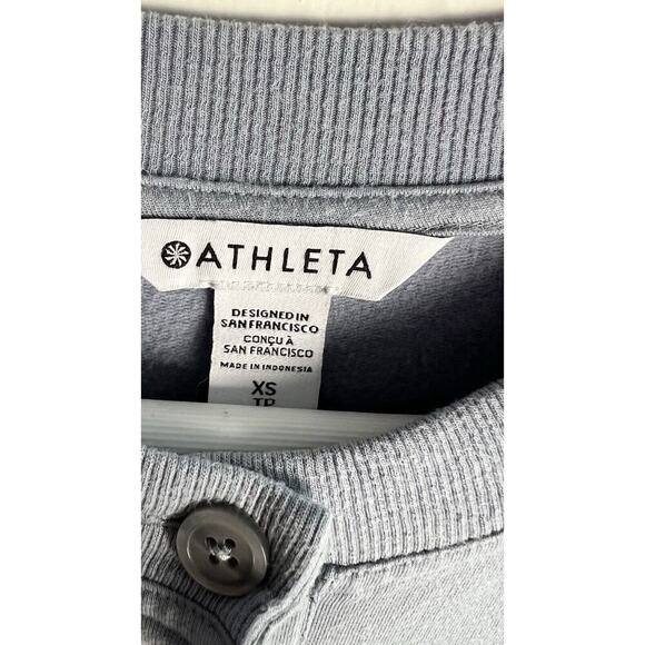Athleta Balance Henley Sweatshirt Size XS Blue Star Relaxed Fit Stretchy - Picture 6 of 9